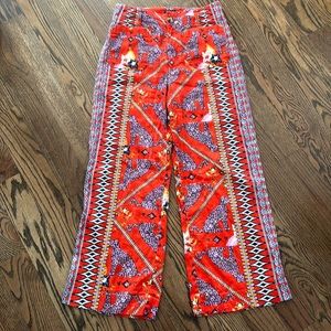 Maeve by Anthropologie The Colette Orange Motif Pants